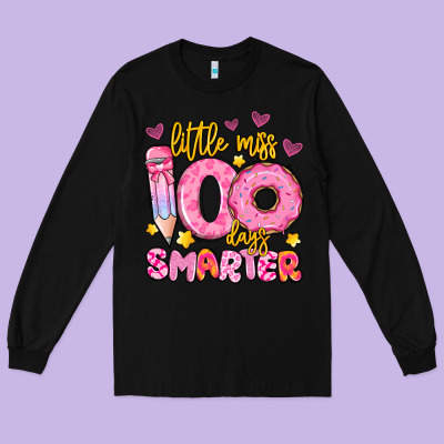 Little Miss 100 Days Smarter Long Sleeve Tee Designed By Artiststas