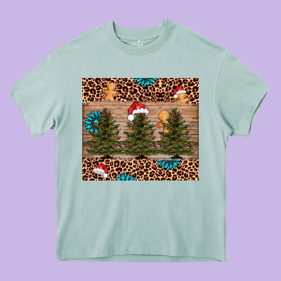 Christmas Trees Leopard Heavy Core Tee Designed By Adodesignshop