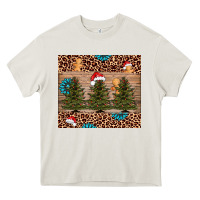 Cream Christmas trees leopard Heavy Core Tee - AdoDesignShop