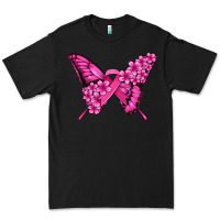 Black pink ribbon breast cancer butterfly Premium Tee - Jasminsmagicworld