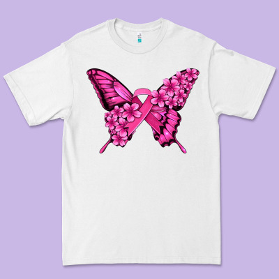 Pink Ribbon Breast Cancer Butterfly Premium Tee Designed By Jasminsmagicworld
