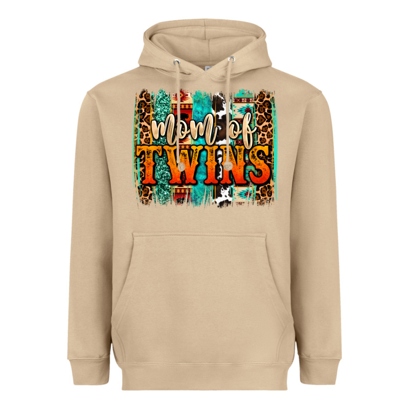 Mom Of Twins Western Brushstroke Heavyweight Hoodie by OliviaCreatesArt | Teevron