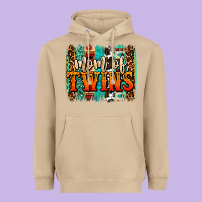 Mom Of Twins Western Brushstroke Heavyweight Hoodie Designed By Oliviacreatesart