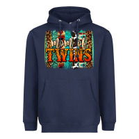 Navy mom of twins western brushstroke Heavyweight Hoodie - OliviaCreatesArt