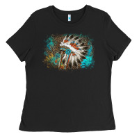 Black indian headress sunflower leopard Ladies Tee - AdoDesignShop