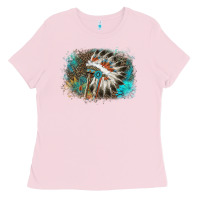 Bubblegum Pink indian headress sunflower leopard Ladies Tee - AdoDesignShop