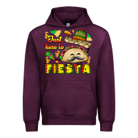 Mauve Wine Just Here To Fiesta Urban Hoodie - CowhideDigitalArt