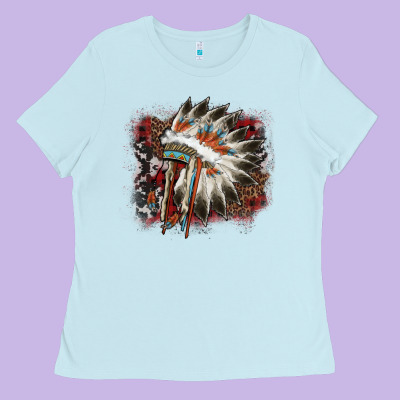 İndian Headress Cowhide Ladies Tee Designed By Adodesignshop