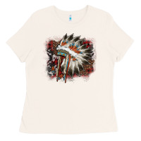 Bone İndian Headress Cowhide Ladies Tee - AdoDesignShop