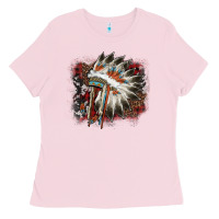 Bubblegum Pink İndian Headress Cowhide Ladies Tee - AdoDesignShop