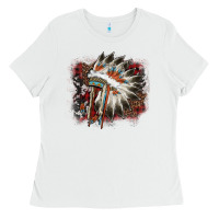 White İndian Headress Cowhide Ladies Tee - AdoDesignShop