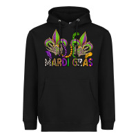 Black mardi gras skeleton hands  fleur de lis Heavyweight Hoodie - OliviaCreatesArt