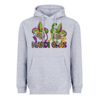 Heather Grey mardi gras skeleton hands  fleur de lis Heavyweight Hoodie - OliviaCreatesArt