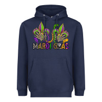 Navy mardi gras skeleton hands  fleur de lis Heavyweight Hoodie - OliviaCreatesArt