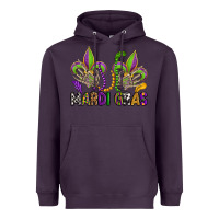 Plum mardi gras skeleton hands  fleur de lis Heavyweight Hoodie - OliviaCreatesArt