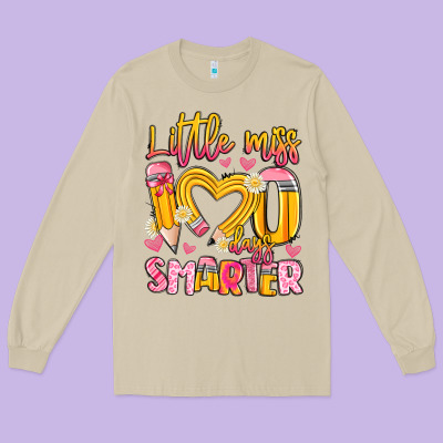 Little Miss 100 Days Smarter Long Sleeve Tee Designed By Artiststas