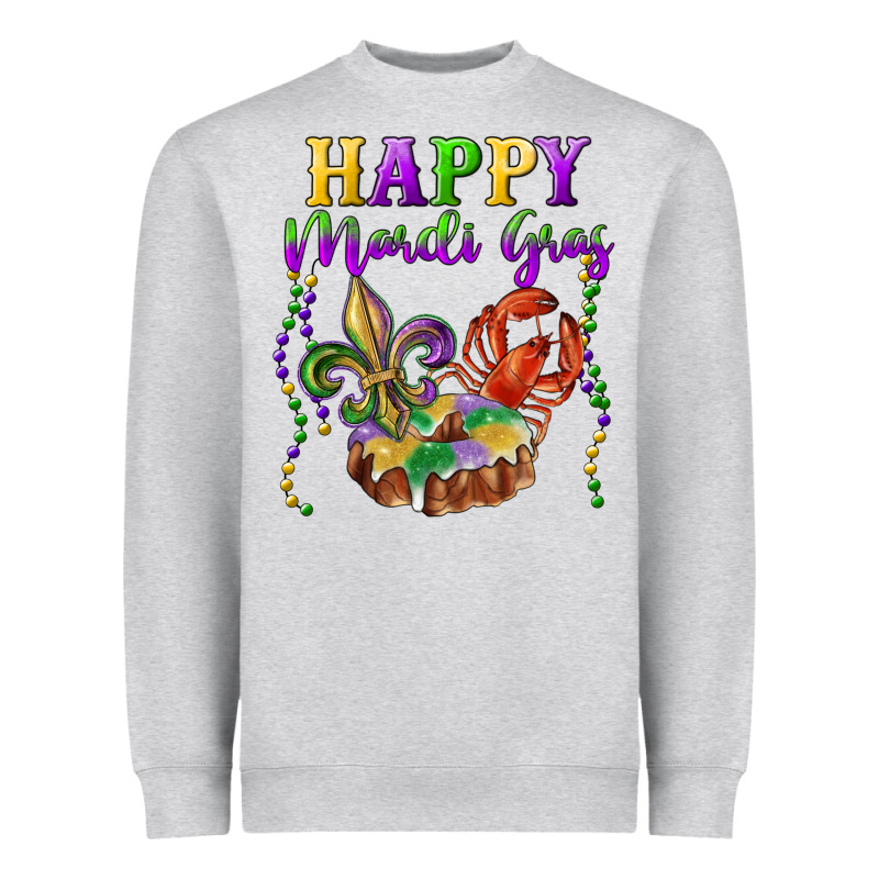 Happy Mardi Gras Fleur De Lis King Cake Crawfish Heavyweight Sweatshirt by RanaPortraitStore | Teevron