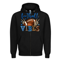 Black Football vibes blue and grey team color Zipper Hoodie - HowdyJamesFarm