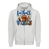 Dove Grey Football vibes blue and grey team color Zipper Hoodie - HowdyJamesFarm