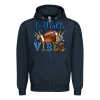Navy Football vibes blue and grey team color Zipper Hoodie - HowdyJamesFarm