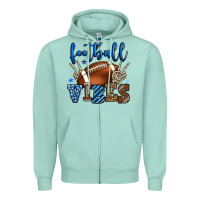 Football Vibes Blue And Grey Team Color Zipper Hoodie | Teevron