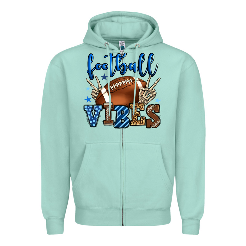 Football Vibes Blue And Grey Team Color Zipper Hoodie by HowdyJamesFarm | Teevron