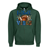 Sports Green Football vibes blue and grey team color Zipper Hoodie - HowdyJamesFarm