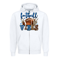 White Football vibes blue and grey team color Zipper Hoodie - HowdyJamesFarm