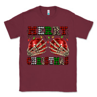 Burgundy Merry Christmas skeleton hands boobs Classic Tee - NancyCooperArtShop