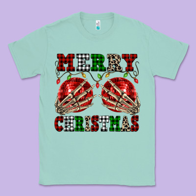 Merry Christmas Skeleton Hands Boobs Classic Tee Designed By Nancycooperartshop