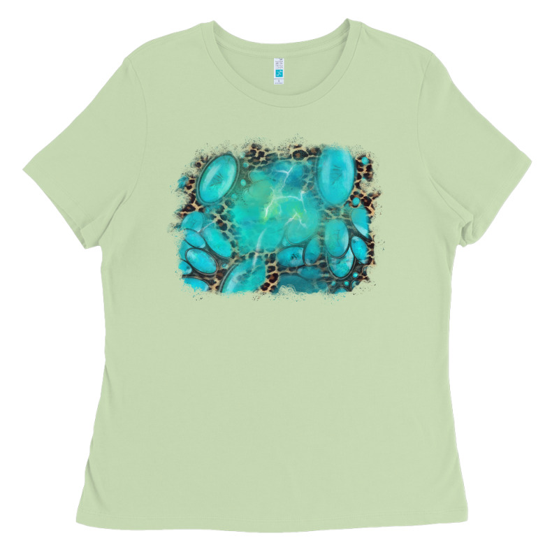 Turquoise Leopard Background Ladies Tee by AdoDesignShop | Teevron