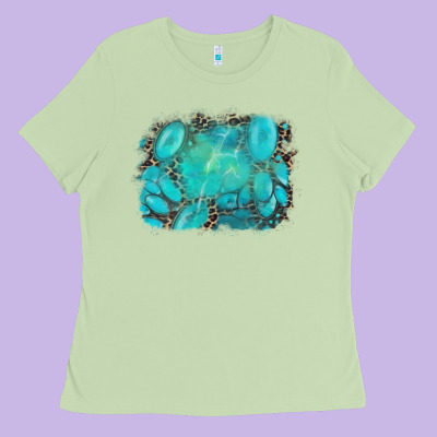 Turquoise Leopard Background Ladies Tee Designed By Adodesignshop