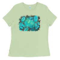 Matcha turquoise leopard background Ladies Tee - AdoDesignShop