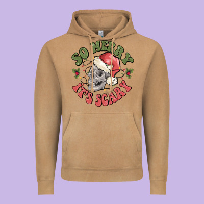 So Merry It's Scary Vintage Hoodie Designed By Maliassmallbusiness