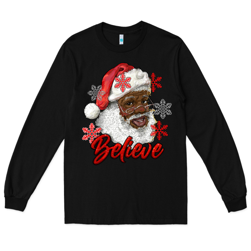 African American Santa Believe Long Sleeve Tee by RanaPortraitStore | Teevron