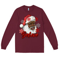 Burgundy african american santa believe Long Sleeve Tee - RanaPortraitStore