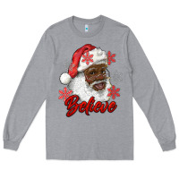Heather Grey african american santa believe Long Sleeve Tee - RanaPortraitStore