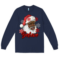Navy african american santa believe Long Sleeve Tee - RanaPortraitStore