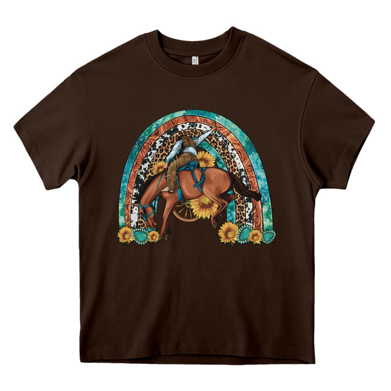 Bucking Bronco Rodeo Rainbow Heavy Core Tee by Artiststas | Teevron