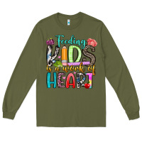 Army Green feeding kids is a work of heart Long Sleeve Tee - Artiststas