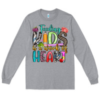 Heather Grey feeding kids is a work of heart Long Sleeve Tee - Artiststas