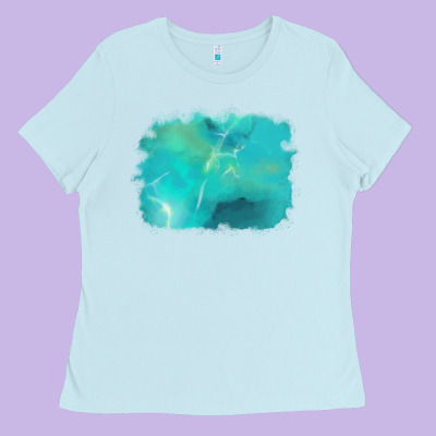 Turquoise Background Ladies Tee Designed By Adodesignshop