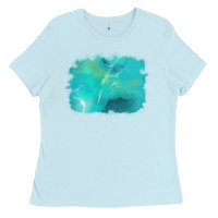 Baby Blue turquoise background Ladies Tee - AdoDesignShop