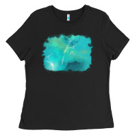 Black turquoise background Ladies Tee - AdoDesignShop
