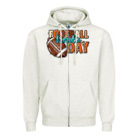 Oatmeal Heather Football kinda day Zipper Hoodie - HowdyJamesFarm