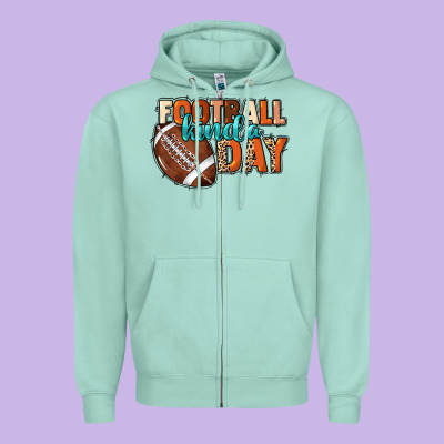Football Kinda Day Zipper Hoodie Designed By Howdyjamesfarm