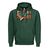 Sports Green Football kinda day Zipper Hoodie - HowdyJamesFarm
