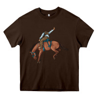 Chocolate Brown bucking bronco cowboy rodeo Heavy Core Tee - Artiststas
