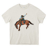 Cream bucking bronco cowboy rodeo Heavy Core Tee - Artiststas