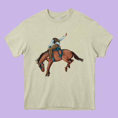 Bucking Bronco Cowboy Rodeo Heavy Core Tee Designed By Artiststas